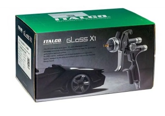 Italco GLOSS X1 LVMP Окрасочный пистолет с верхним бачком с воздушной головой LVMP распыления и дюзой 1,3 1,4 мм.