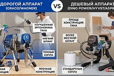 Безвоздушный окрасочный аппарат дешевый чем хуже дорогого