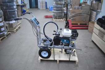 Разметочная машина мембран. SPLM 980, 5.5HP двигатель Honda, 250бар, 1.8 л/мин, два пистолета